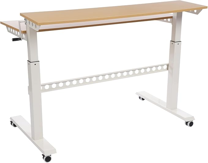 2-Tier Standing Desk with WheelsHeight Adjustable Standing Desk with Monitor StandMobile Computer Workstation for Home Office
