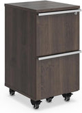 NBF District Two Drawer Mobile Storage Pedestal with Locking File Drawers - Small Rolling Filing Cabinet for Home Office - Printer Stand with Storage 20 W Walnut