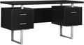 Monarch Specialties Cappuccino Hollow-Core/Silver Metal Office Desk 60-Inch