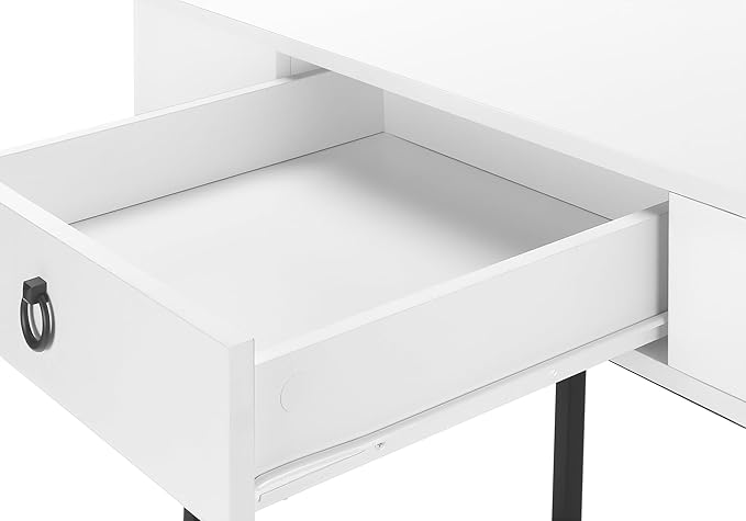 Monarch Specialties 7385 Computer Desk Home Office Laptop Storage Drawers 42 L Work Metal Laminate Glossy White Black Contemporary Modern Desk-42 41.75 L x 19.75 W x 30 H