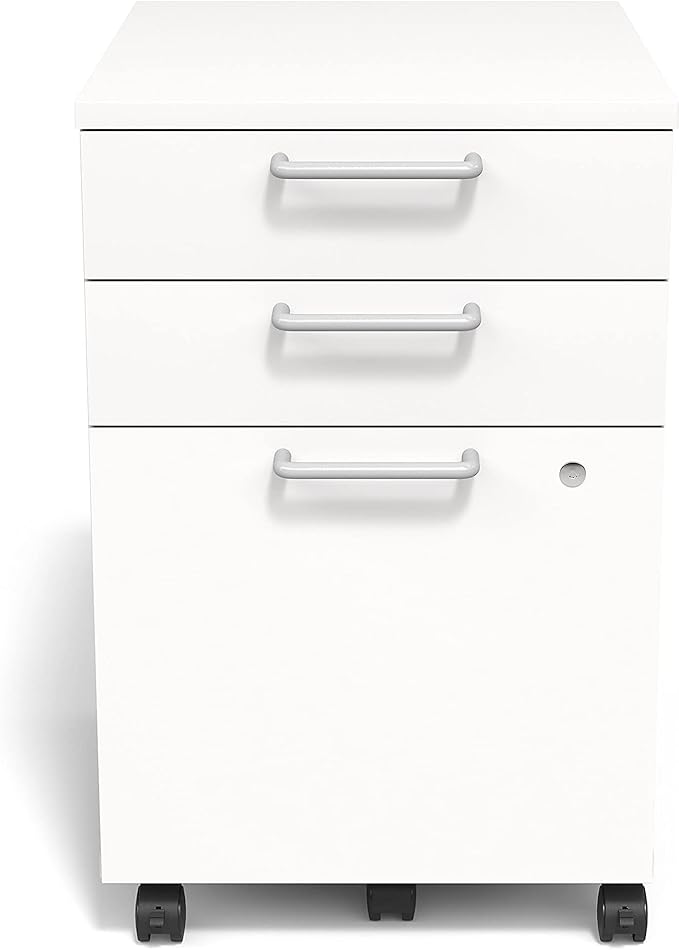 Staples Essentials 3-Drawer Vertical File Cabinet Letter &amp Legal Size Documents Lockable &amp Mobile 21.3 D x 15.6 W x 24.3 H White
