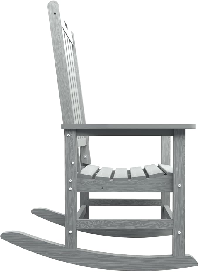 Oversized Rocking Chair Set of 2 Outdoor Rocking Chair for Adults All Weather Resistant Porch Rocker for Lawn Garden Grey