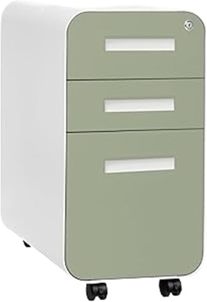 Mobile File Cabinet Slim 3-Drawer Mobile File Cabinet with Lock - Under Desk Metal Filing Cabinet Legal/Letter File Folders(Color8)
