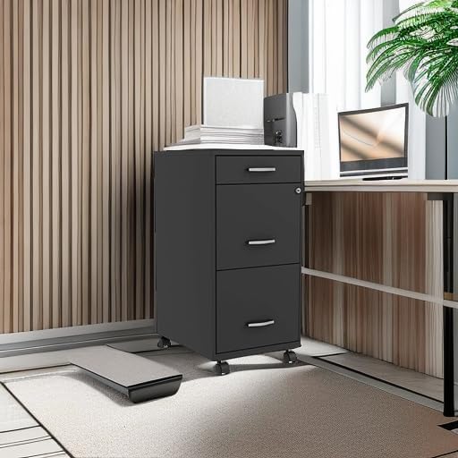 Lorell LYS SOHO Box/File/File 3-Drawer Mobile File Cabinet Black