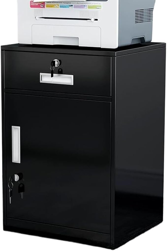 File Cabinet Under Desk with Locking Drawer Cabinet File Information Cabinet Tin File Cabinet (Color : Black)