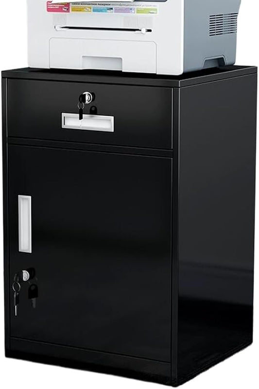 File Cabinet Under Desk with Locking Drawer Cabinet File Information Cabinet Tin File Cabinet (Color : Black)