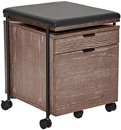 Unique Furniture 2-Drawer Wood Mobile Pedestal with Castors in Thermo Oak