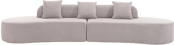 Modern Curved Cloud Sofas with Three Pillows Terrycloth Fabric Upholstered Sofa Combination Sofa Comfy 4 Seat Modular Sofa Minimalist Sofa in Living Room Apartment (Gray *172)