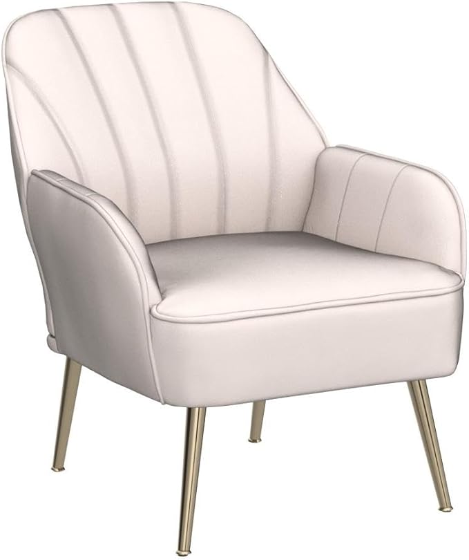 Velvet Accent Chair Set of 2Modern Comfy Upholstered Armchair Cozy Single Sofa Chairs with Gold Metal Legs for Living RoomReadingBedroomOffice(Beige)
