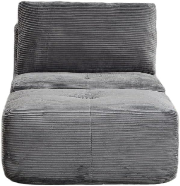 Memory Foam Compressed Sofa Bed Modern Grey Single Chaise Louge Comfy Futon Floor Couch Pet Friendly Fectional Couch for Living Room Bedroom No Assembly Movable OttomanCorduroy
