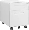 Mobile File Cabinet 3 Drawers File Cabinet Mobile Filing with Lock Steel Fully Assembled Except Casters for Home Office for A4 Letter(White)