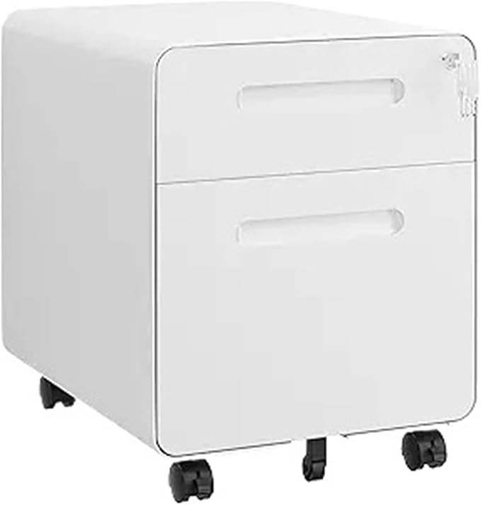 Mobile File Cabinets 3 Drawers File Cabinet Mobile Filing with Lock Steel Fully Assembled Except Casters for Home Office for A4 Letter(White)
