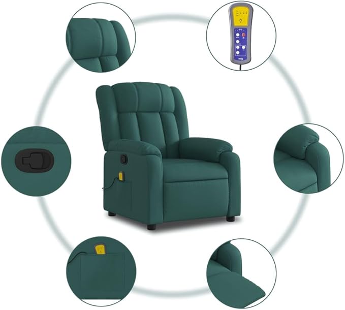 Floor Chair Arm Chair Living Room ChairsSleeper Sofa Massage Recliner Chair Dark Green Fabricfor Apartment Living and Home Office
