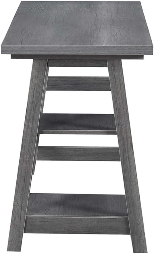 Convenience Concepts Designs2Go Trestle Desk 47 - Modern Desk or Vanity with Shelves for Office Dorm Living Room Charcoal Gray