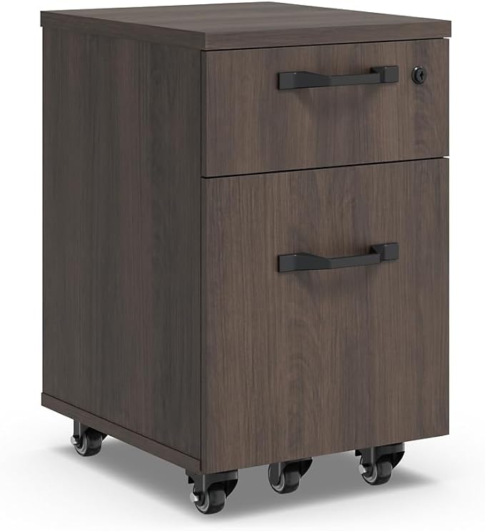 NBF Walnut Wood Office File Cabinet with Storage Drawers
