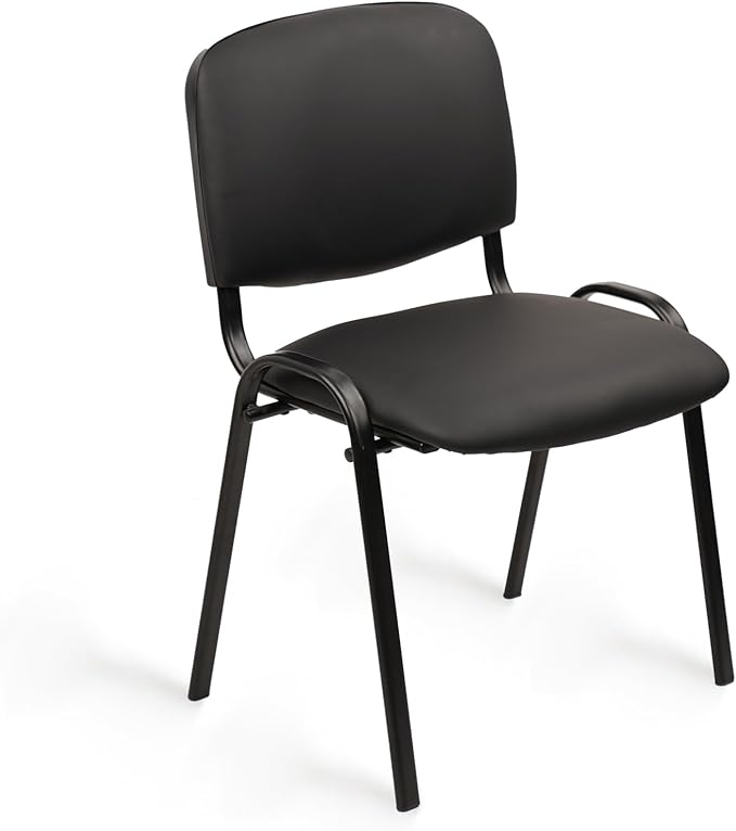 CLATINA Stacking Waiting Room Chairs PU Leather Armless Office Guest Chair with Metal Frames Stackable Conference Room Chairs No Wheels for Reception Lobby Side Meeting Training School Black