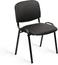 CLATINA Stacking Waiting Room Chairs PU Leather Armless Office Guest Chair with Metal Frames Stackable Conference Room Chairs No Wheels for Reception Lobby Side Meeting Training School Black