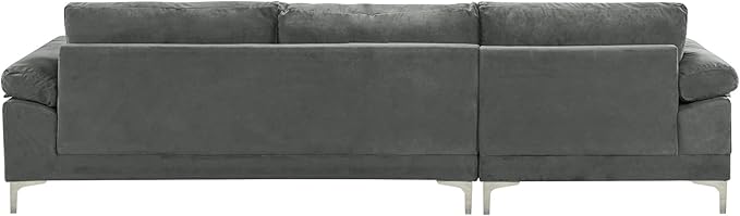 Casa Andrea Milano Modern Large Velvet L-Shape Sectional Sofa with Extra Wide Chaise Lounge Couch