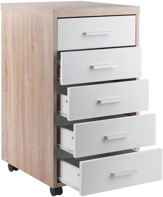 Reclaimed Wood &amp White 5-Drawer File Cabinet