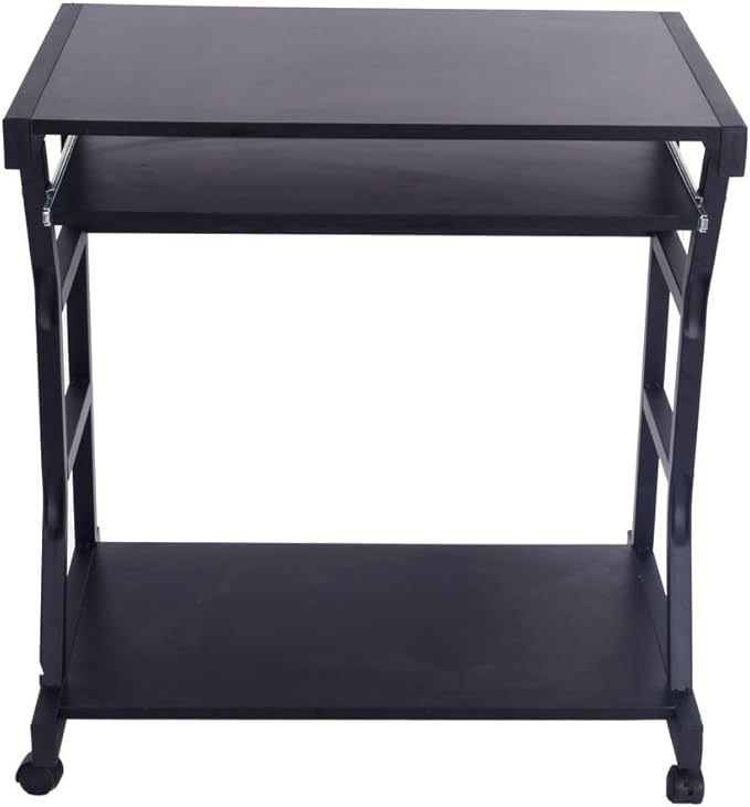 Small Mobile Rolling Computer DeskWooden Modern Office Computer DeskHome Office Laptop WorkstationSofa Bedside Laptop Tablewith Wheelsfor Small Spaces Bedroom Living Room Apartment (Black)