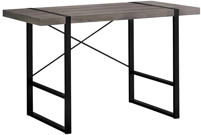 Industrial-Inspired Computer Desk Modern Home Office Desk with X-Back Support 48 L Taupe Laminate Black Metal
