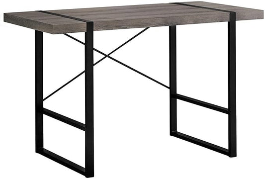 Industrial-Inspired Computer Desk Modern Home Office Desk with X-Back Support 48 L Taupe Laminate Black Metal