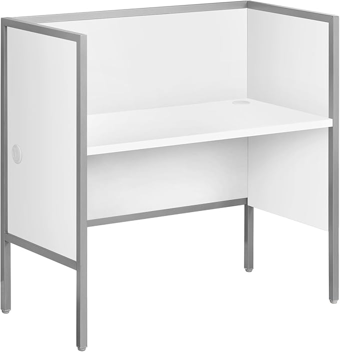 Monarch Specialties I 7729 Office Cubicle 48 L Desk Work Commercial Grade White Laminate Silver Metal