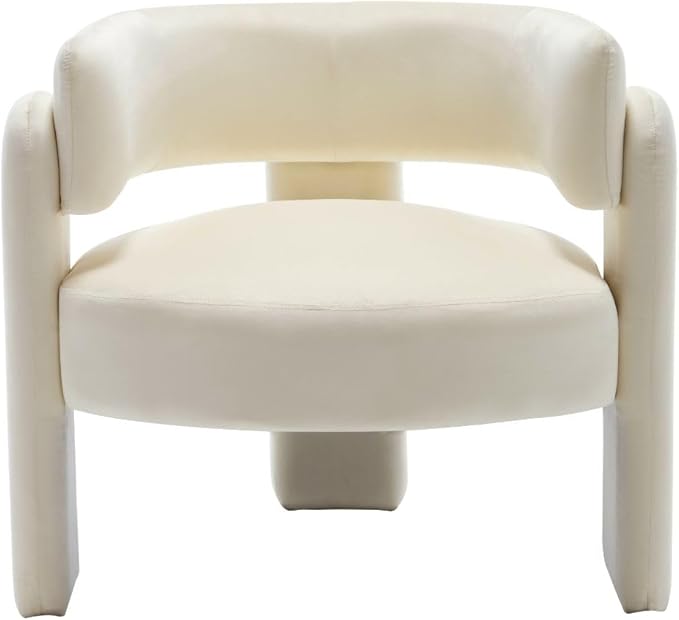 Set of 2 Accent Chairs with Arms Upholstered Barrel Armchair with Curved Back Comfy Single Side Chair for Reading Living Room Home Office Beige