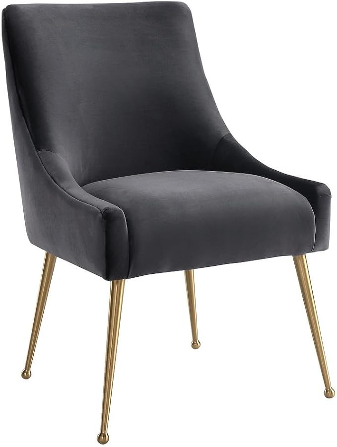 TOV Furniture Beatrix Ultra Modern Velvet Upholstered Dining Side Chair 22 Grey/Silver
