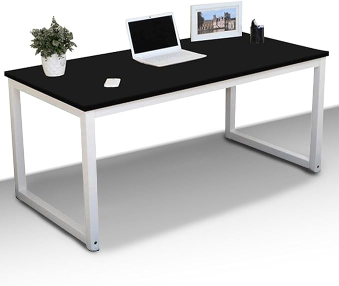 PIT66 Computer Desk Wood 55.1'' Office Table Modern PC Laptop Notebook Study Writing Table for Home Office Workstation (Black Color)