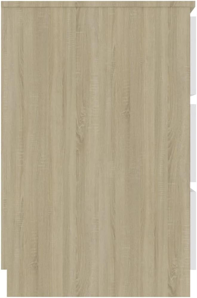 Modern Writing Computer Desk with 6 Drawers Home Office Desk Writing Study Table PC Desk Workstation for Bedroom White and Sonoma Oak 55.1x19.7x30.3 Engineered Wood(D)