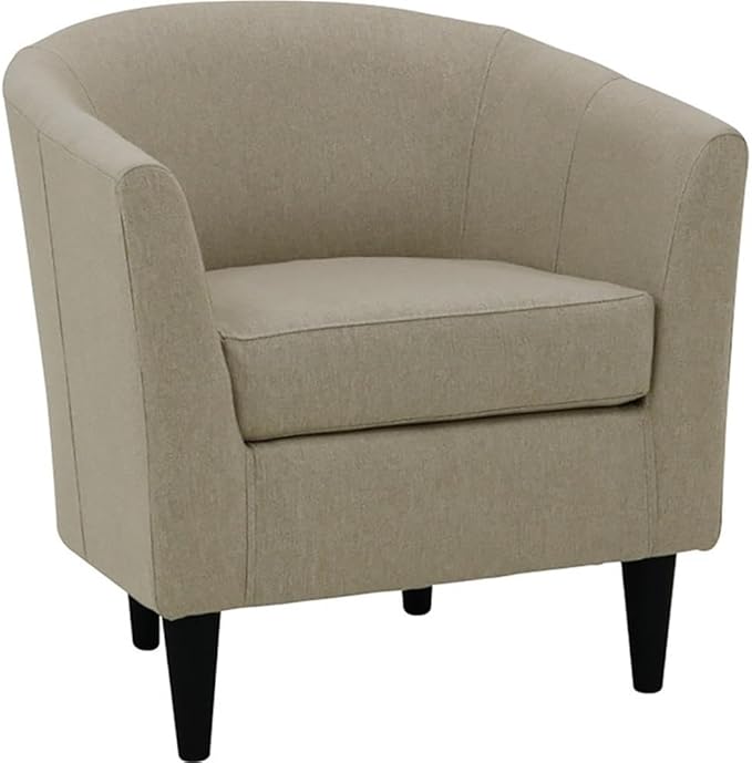 Pemberly Row 32 Polyester Fabric Club Chair Taupe Brown Finish 17.5 Seat Height Traditional Design Padded Seat for Extra Comfort Durable Accent Chair for Living Room or Bedroom Use
