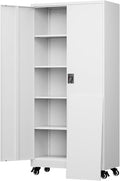 Yizosh Metal Garage Storage Cabinet with Locking Doors and Adjustable Shelves- 75 Rolling Steel Tool Cabinet for Home OfficeGarageWarehouse