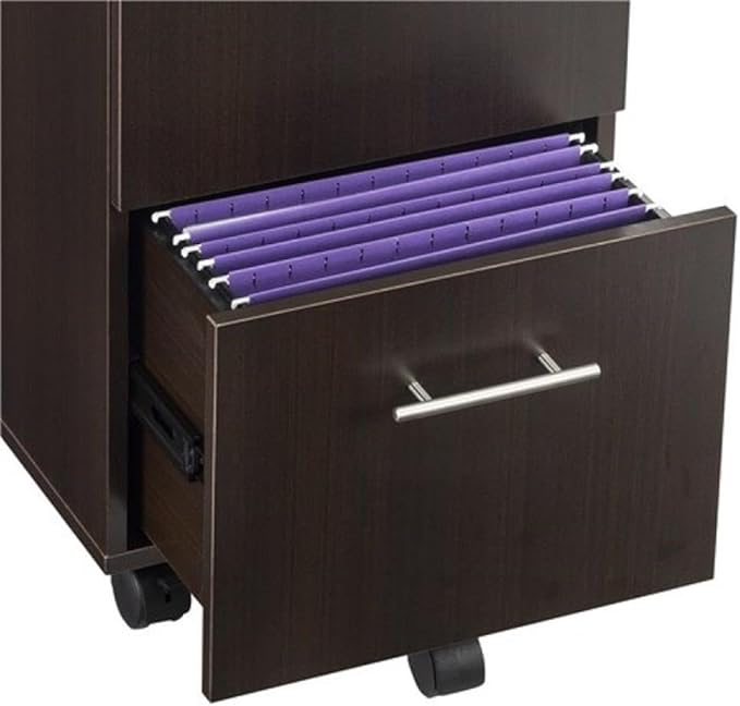 Scranton &amp Co File Cabinet with 2 Drawers &amp 1 Lock Rolling Mobile and Portable File Cabinet with Wheels for Documents A4/Letter/Legal(Mocha)