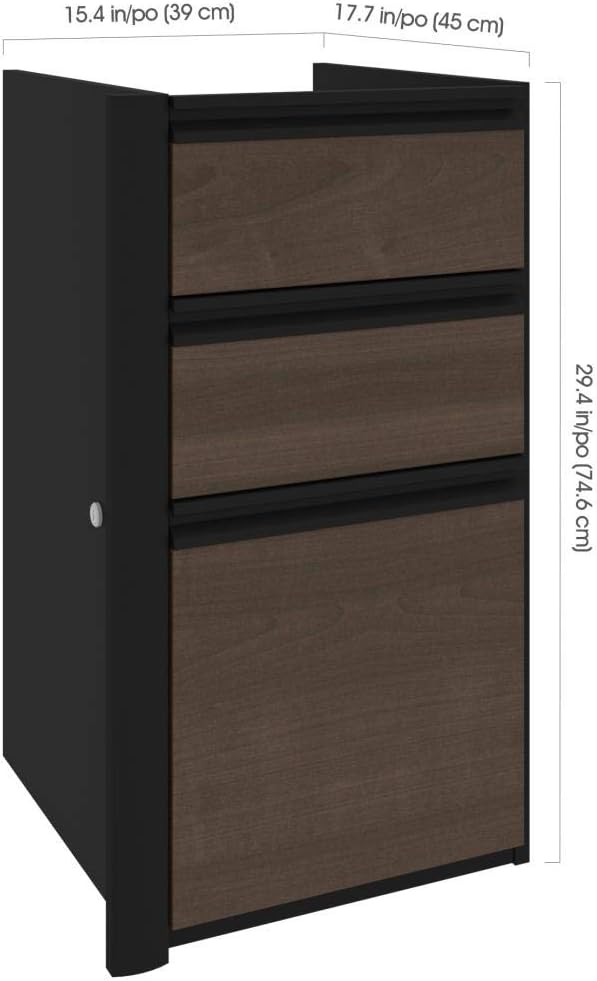 Bestar Connexion Add-On 3 Drawer Pedestal 16W Antigua &amp Black