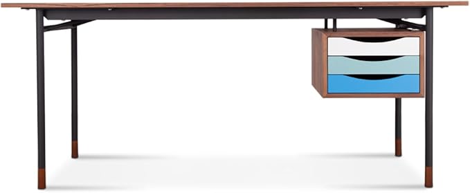 Finn Juhl Nyhavn Desk Blue Variant Solid Wood+MDF Blue Walnut Modern Office Essential