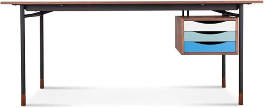 Finn Juhl Nyhavn Desk Blue Variant Solid Wood+MDF Blue Walnut Modern Office Essential