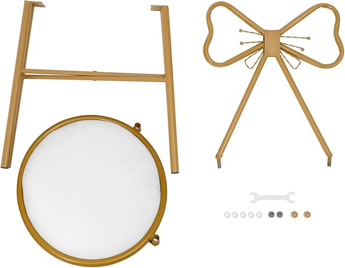 Modern Vanity Chair Stool Cute Butterfly Makeup Chair with Backrest Creative Gold Metal Bow Chairs for Living Rooms Bedrooms Kitchen Terraces Office (White)