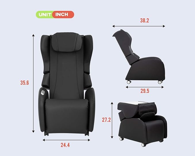 PayLessHere Recliner Chair Full Body Shiatsu Massage Chair with 3-Speed Folding Backrest Electric Massage Chair Easy to Move for Living Room Bedroom Office Black