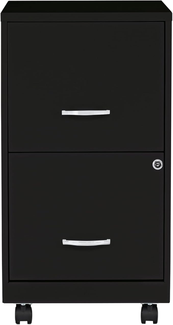 Lorell 2-Drawer Mobile File Cabinet 14.2 x 18 x 26.5 Black