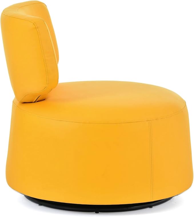 Modern Yellow Faux Leather Swivel Accent Chair 29 Width Armless 360 Degree Swivel Comfortable &amp Stylish Perfect for Living Room &amp Office