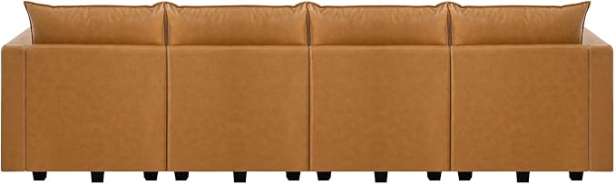 Naomi Home Elizabeth Modern DIY Collection Caramel/Air Leather/4 Piece Modular Sectional