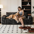 Cloud Loveseat Sofa Modern Corduroy 2-Seater Couch with Deep Seat No Assembly Required Memory Foam Sofa Boneless Sofa in a Box for Bedroom Apartment OfficeSmall Space (Black63in)