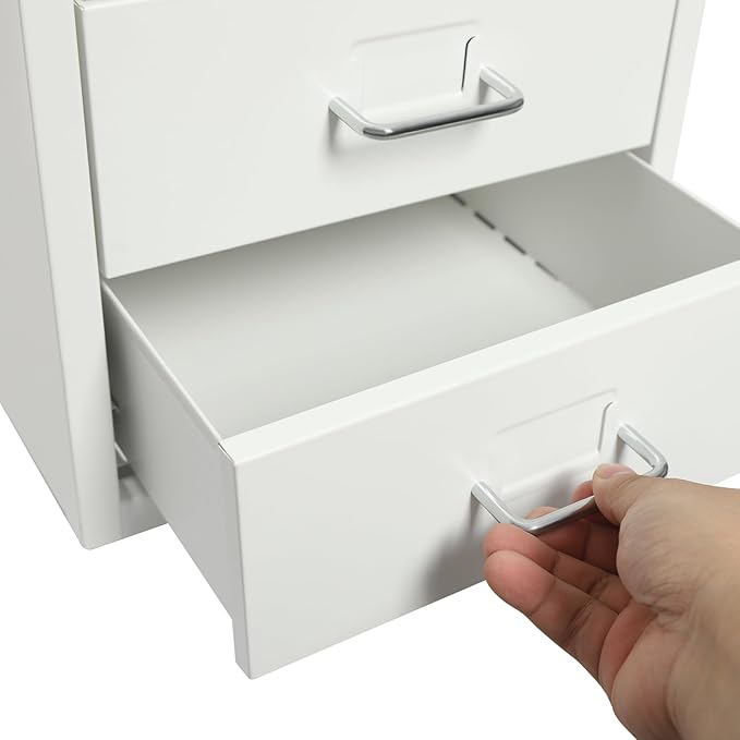 6-Drawer File Cabinet with Lock and Wheels Home Office Filing Storage Organizer for A4 Letter-Size Documents White 11x16x27 Inches