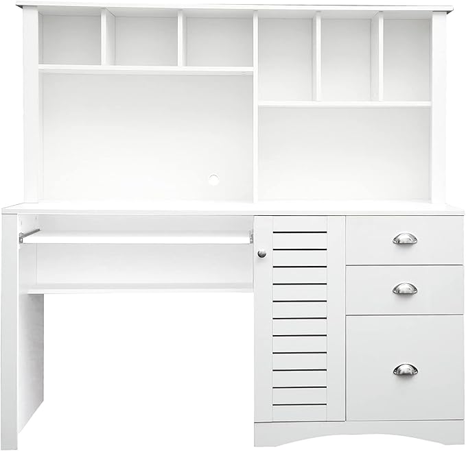 Modern Home Office Computer Desk with Hutch Office Table with Drawers and Storage CabinetMDF+Wood Study Desk for OfficeStudy Room