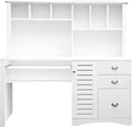 Computer Desk with Drawers &amp Bookshelf for Small SpaceWood Executive Desk Teens Student Desk Writing Laptop Home Office Desk with Keyboard TrayComputer Desk with Hutch Antiqued (White)