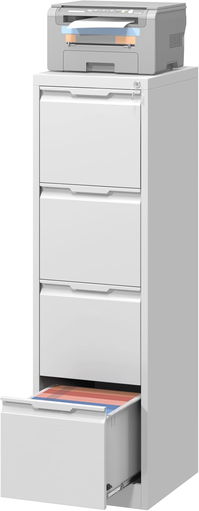 4 Drawer File CabinetMetal Vertical File Storage Cabinet with LockFiling Cabinets for Home OfficeA4 Legal/Letter Assembly Required(White)