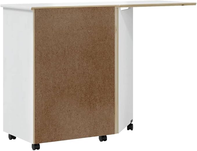 Foldable Design Rolling Cabinet with 7 Storage Drawers Mobile Home Office Study Writing Desk with Smooth Wheels Space Saving Compact Desk White