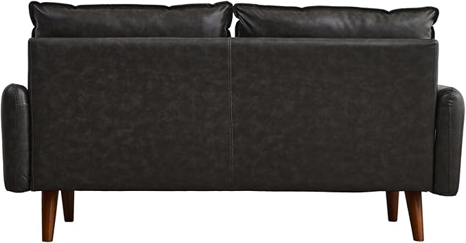 Modern Sofa Faux Leather Couch for Living Room Office Dark Gray