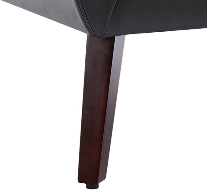 UIXE Faux Leather Accent Chair Modern Arm Club Chair Upholstered Armchair for Living Room Comfy Single Sofa Seats Button Tufted Reading Seating Black